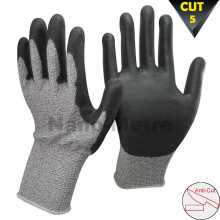 NMSAFETY 13 gauge cut level 5 knife cut resistant gloves coated pu cut prevent glove